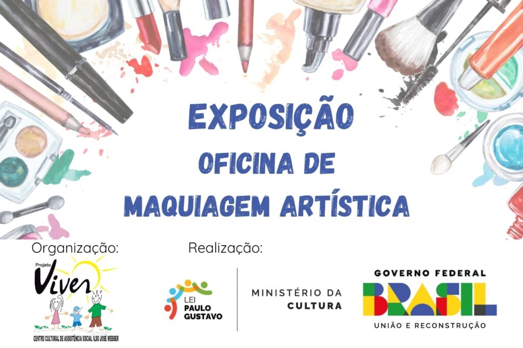 Está aberta a exposição de fotos da Oficina de Maquiagem Artística
A oficina foi realizada nos dias 06 e 13 de abril no Projeto Viver e os participantes tiveram a oportunidade de produzir uma maquiagem, além de obterem conhecimentos teóricos. 
Agora, as fotos destas maquiagens estão expostas na casa das oficinas do Projeto.  

Venha prestigiar! 
* Este projeto está sendo realizado com recursos da Lei Paulo Gustavo, através do Chamamento Público n° 02/2023, do município de Coxilha/RS *.