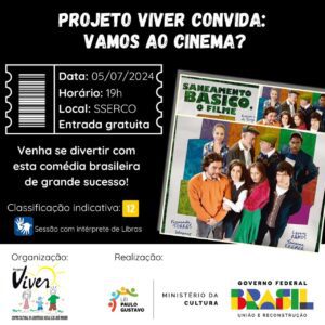 Projeto Viver convida: Vamos ao cinema? "Saneamento Básico, o filme" é indicado para maiores de 12 anos e é um grande sucesso do cinema nacional, que promete boas risadas! Sinopse: Os moradores de uma vila de descendentes de colonos italianos localizada na serra gaúcha, reúnem-se para tomar providências a respeito da construção de uma fossa para o tratamento do esgoto. A secretária da prefeitura reconhece a necessidade da obra, mas informa que não terá verba para realizá-la. Entretanto, a prefeitura dispõe de quase R$ 10 mil para a produção de um vídeo. Este dinheiro foi dado pelo governo federal e, se não for usado, será devolvido em breve. Surge então a ideia de usar a quantia para realizar a obra e rodar um vídeo sobre a própria obra, que teria o apoio da prefeitura. Porém a retirada da quantia depende da apresentação de um roteiro e de um projeto do vídeo, além de haver a exigência que ele seja de ficção. Desta forma os moradores se reúnem para elaborar um filme, que seria estrelado por um monstro que vive nas obras de construção de uma fossa. Venha curtir um cinema, com direito a pipoca e muita diversão! 🤩 🎬 O filme inicia às 19h O espaço estará aberto à partir das 18h30min, pra você garantir seu lugar. * Este projeto está sendo realizado com recursos da Lei Paulo Gustavo, através do Chamamento Público n° 01/2023, do município de Coxilha/RS *